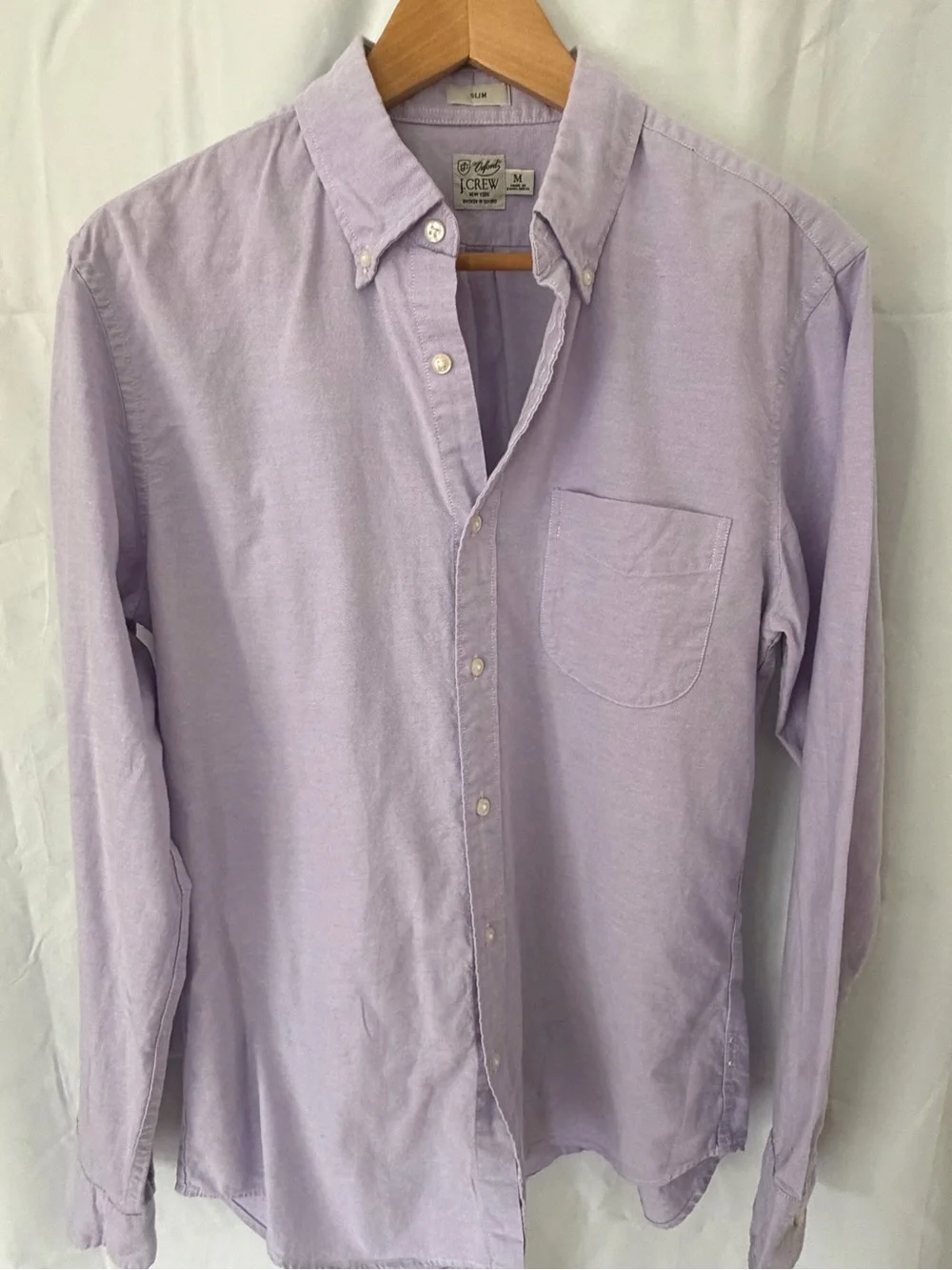 J. Crew Men's broken-in Lavender Button-Down slim fit Oxford Shirt